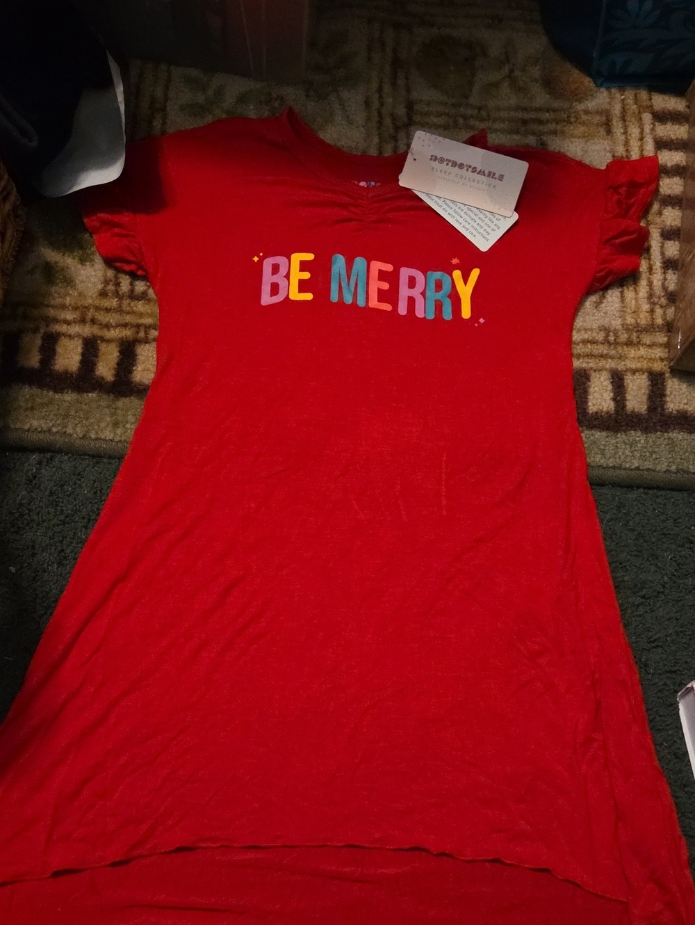 Dot Dot Smile Be Merry Red Kids Holiday Dress